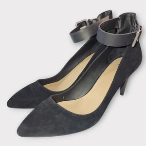 Joe's‎ Jeans Ankle Strap Pumps Pointed Toe Stiletto Heels Black Suede Size 9.5